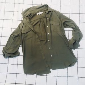 Army Green Loft Button Down Dress Shirt